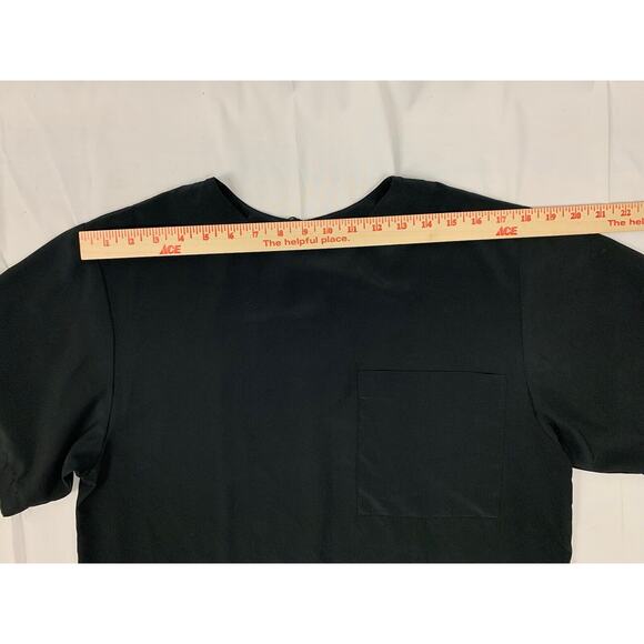 Vintage Ginger Meggs Women’s Short Sleeve Silky Top Chest Pocket Black M - Picture 6 of 11